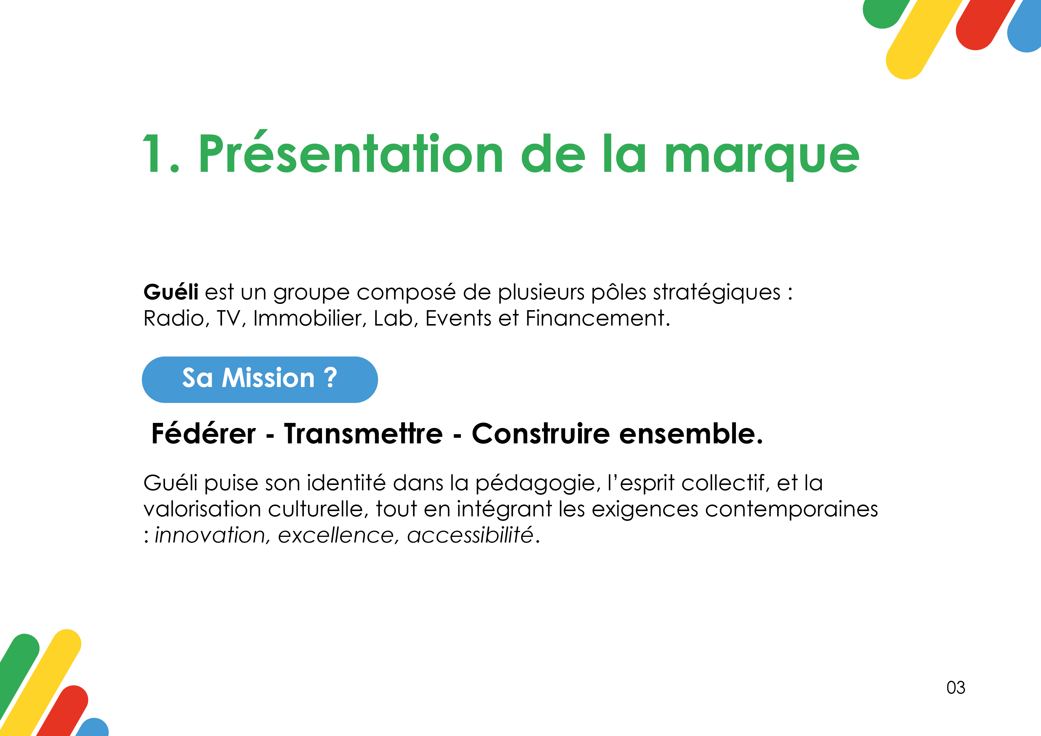Guéli, page de la charte graphique 3 sur 18
