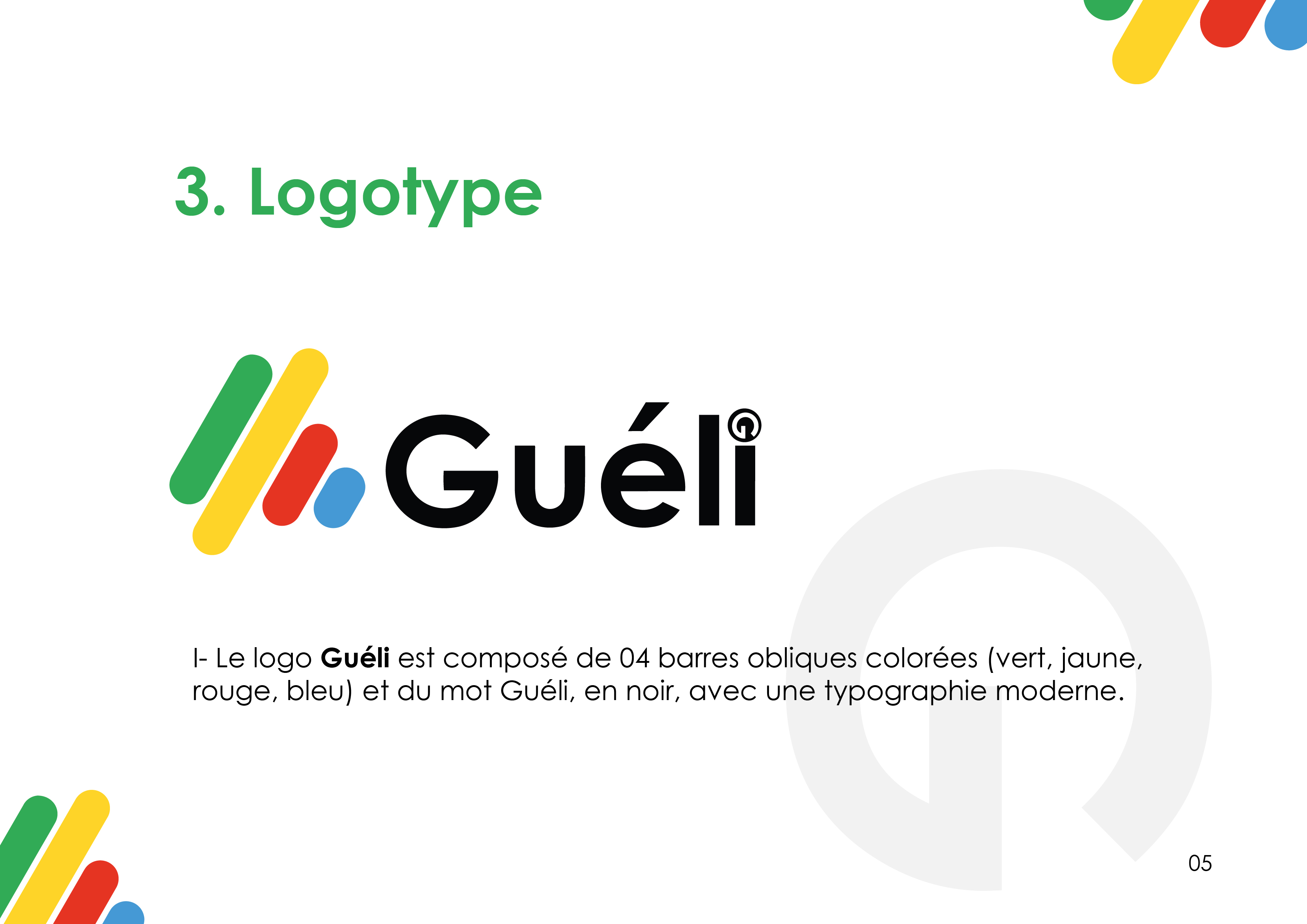 Guéli, page de la charte graphique 5 sur 18