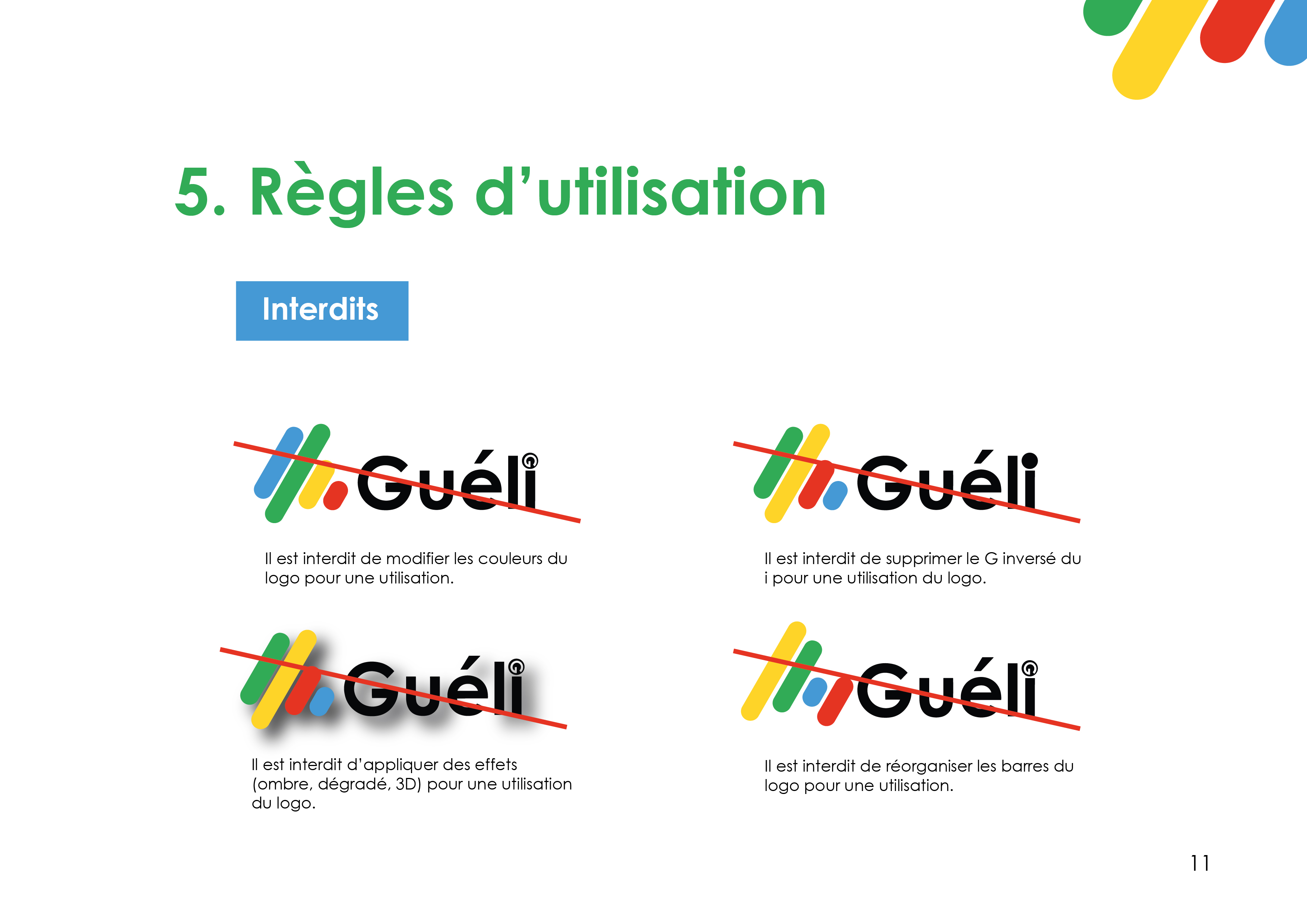 Guéli, page de la charte graphique 11 sur 18