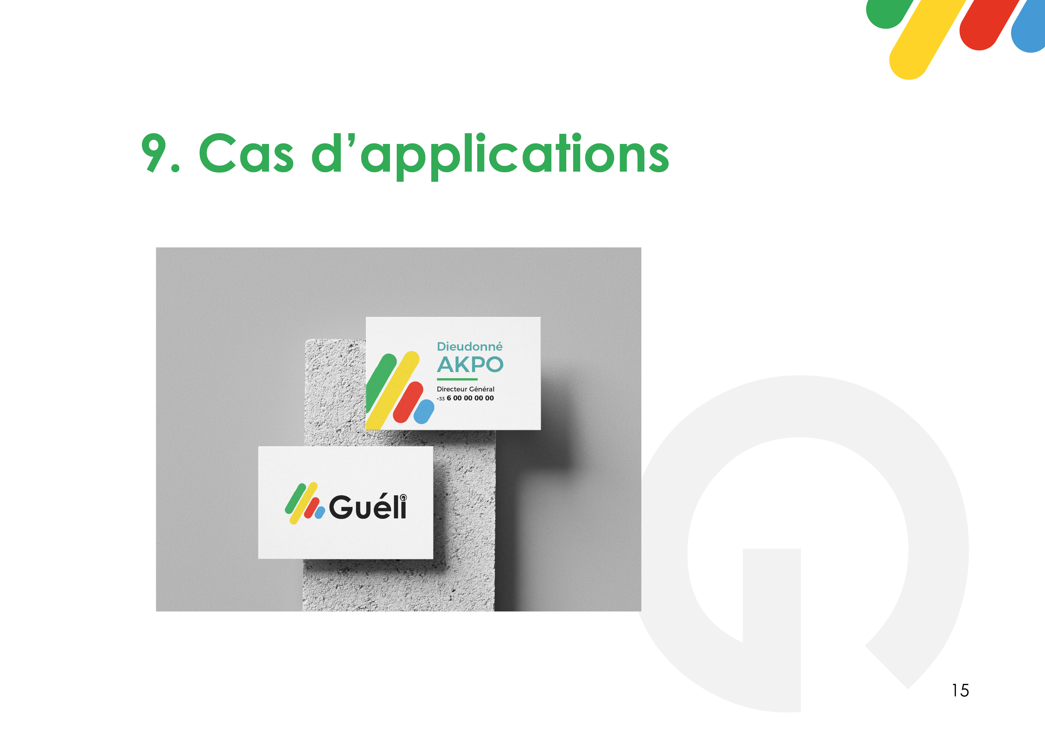 Guéli, page de la charte graphique 15 sur 18