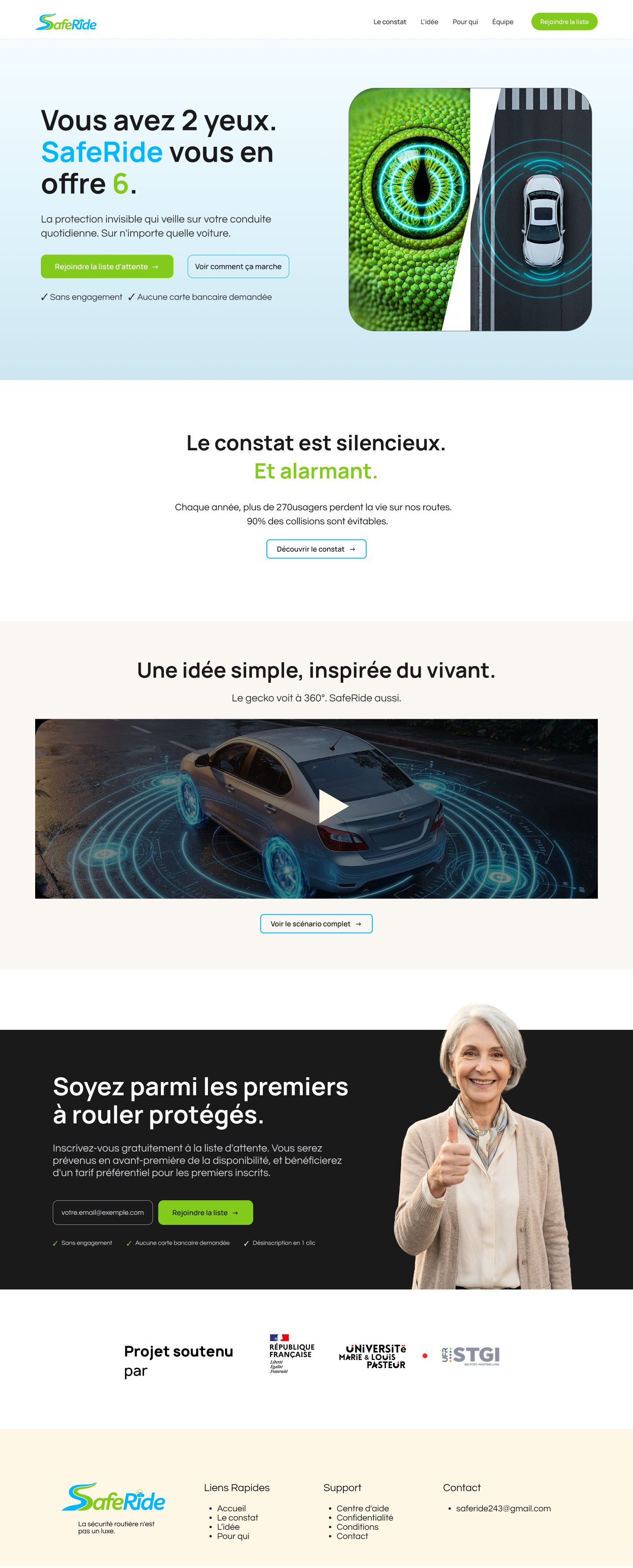 SafeRide, page du site 1 sur 4