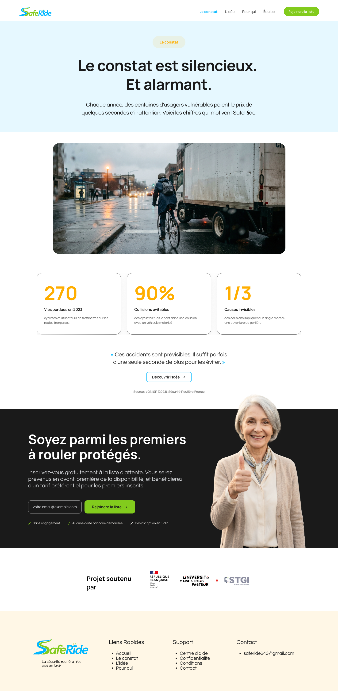 SafeRide, page du site 2 sur 4